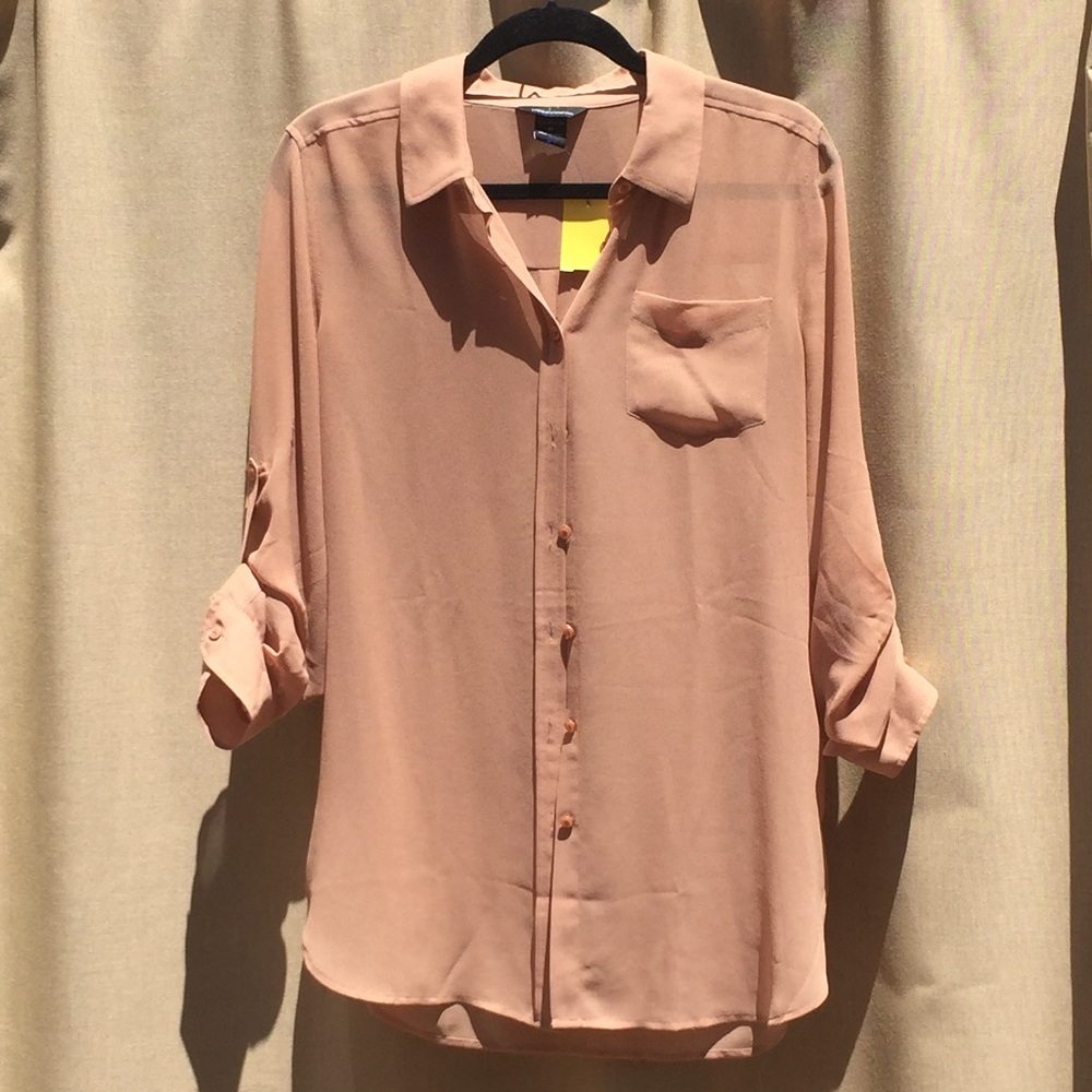 Foley tan blouse by MODA International (Like New)
